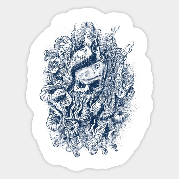 Mermaid Skull 2 Sticker by qetza